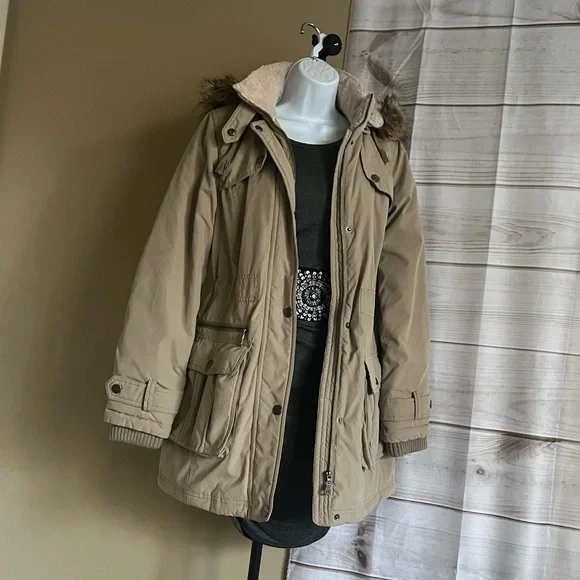 DKNY Beige Light Brown Parka Winter Coat - Picture 5 of 16